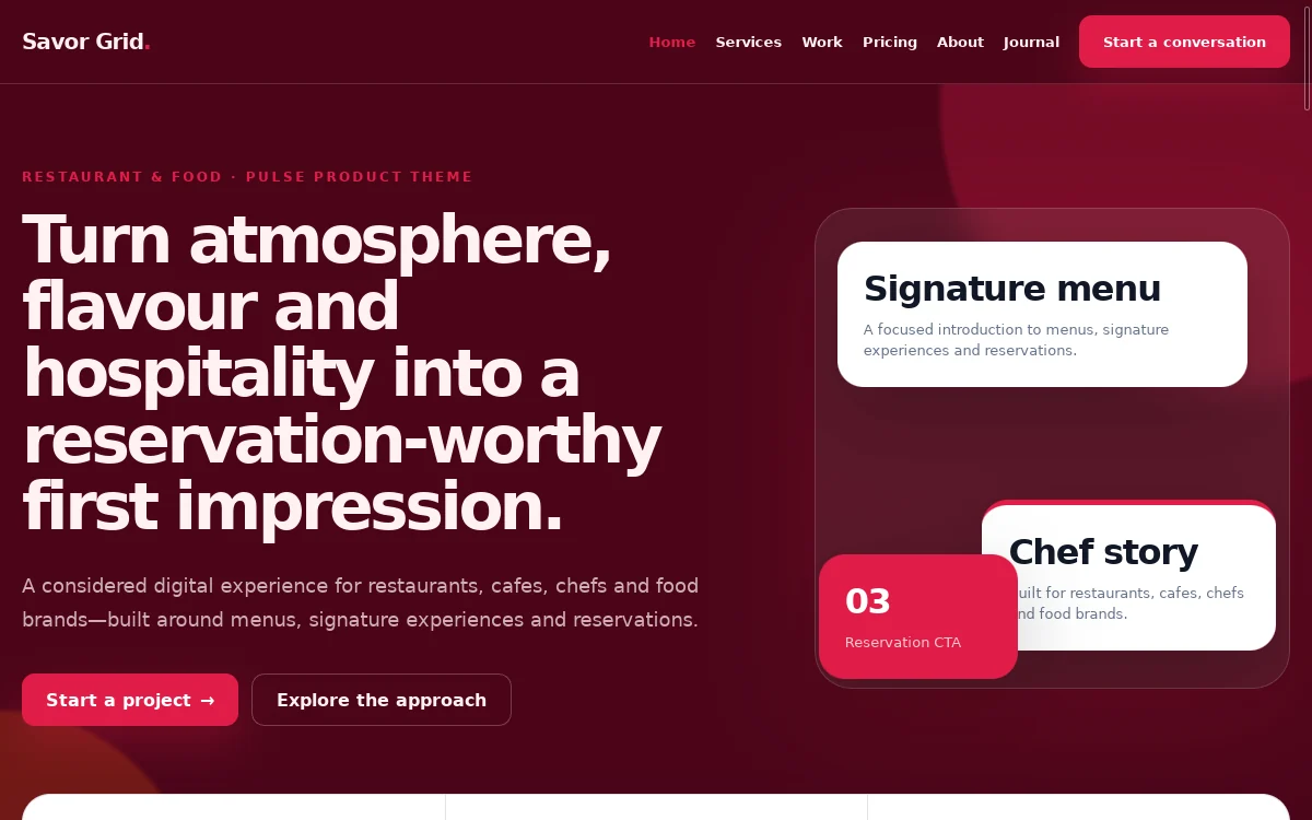 Savor Grid — Pulse Product Theme actual design preview