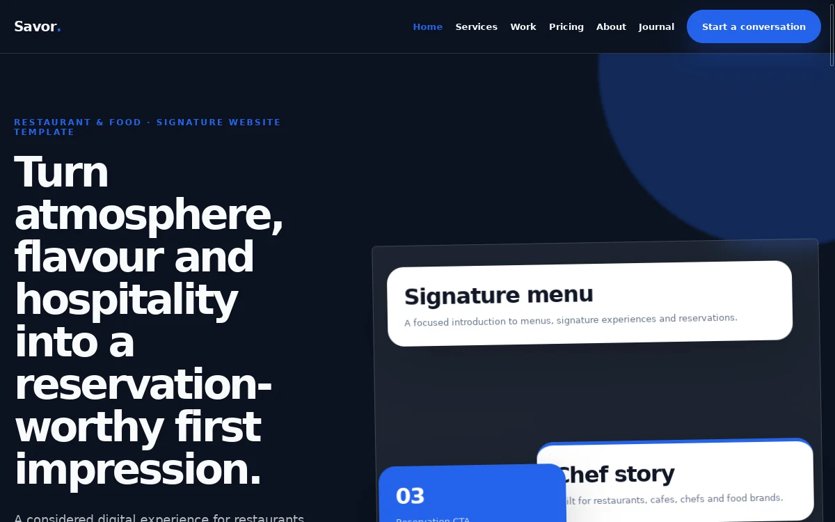 Savor — Signature Website Template professional website preview