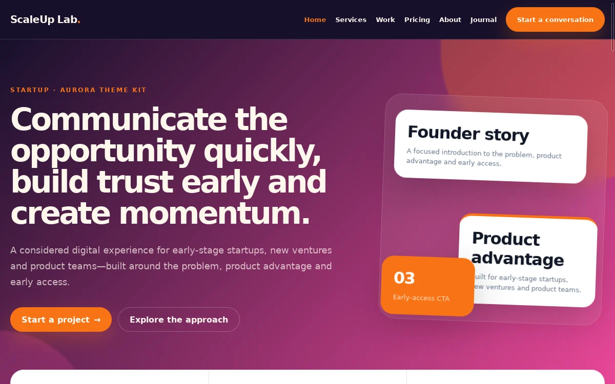 ScaleUp Lab — Aurora Theme Kit website screenshot