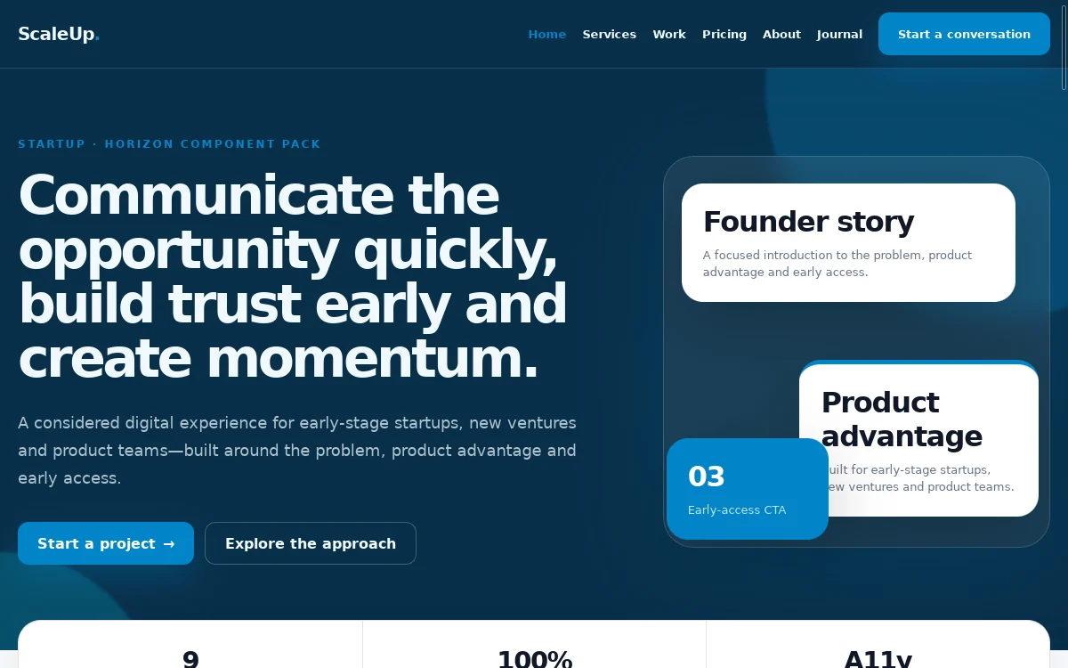 ScaleUp — Horizon Component Pack professional website preview