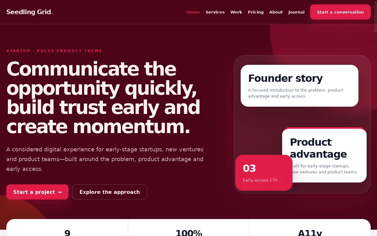 Seedling Grid — Pulse Product Theme professional website preview