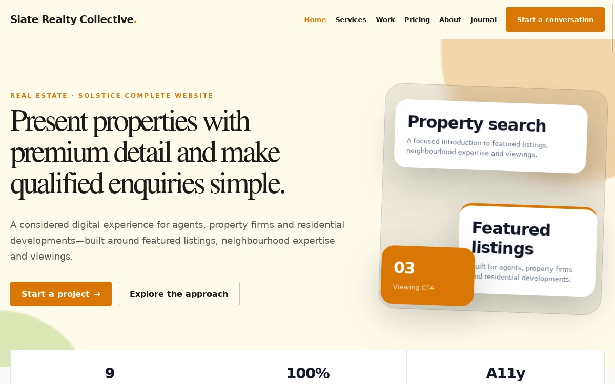 Slate Realty Collective — Solstice Complete Website actual design preview