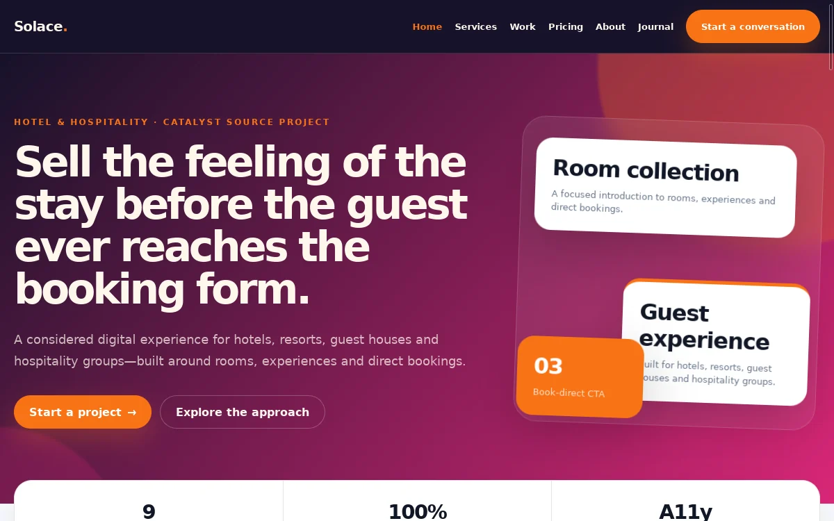 Solace — Catalyst Source Project professional website preview