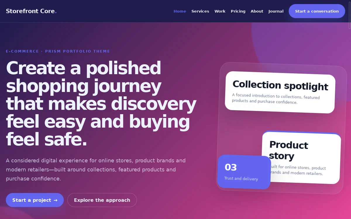 Storefront Core — Prism Portfolio Theme website screenshot