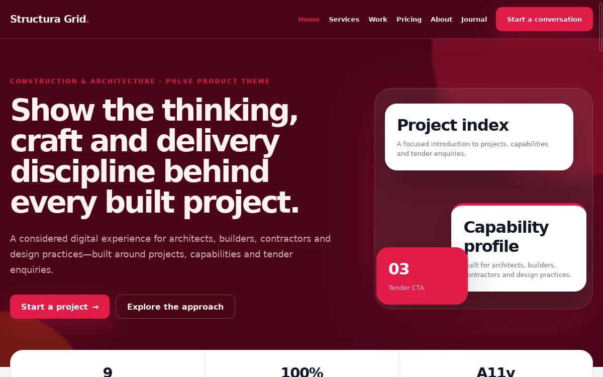 Structura Grid — Pulse Product Theme professional website preview