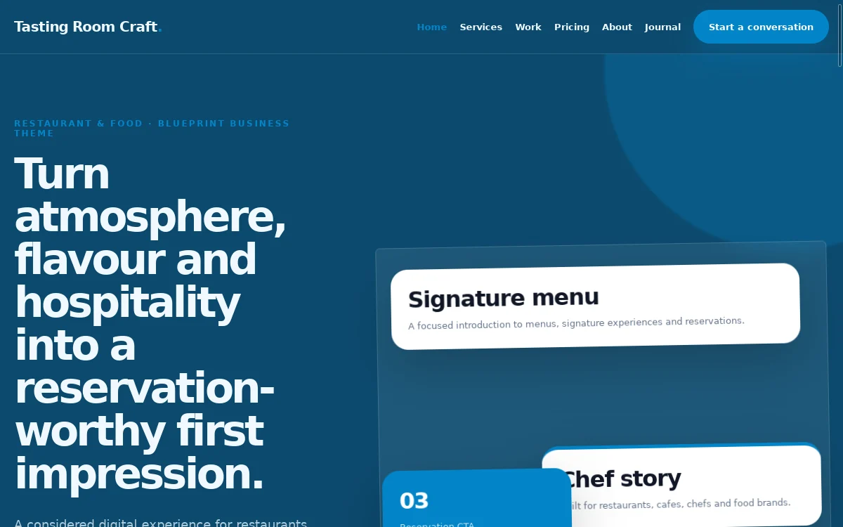 Tasting Room Craft — Blueprint Business Theme actual design preview