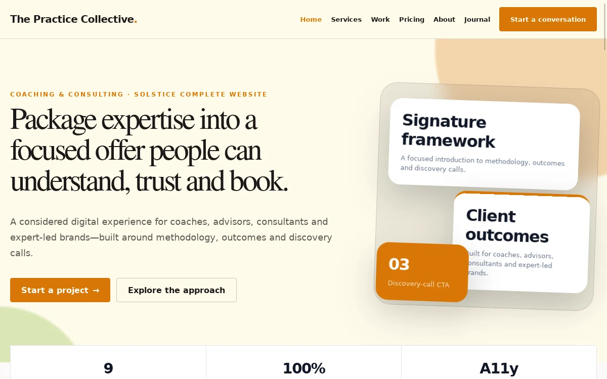 The Practice Collective — Solstice Complete Website professional website preview
