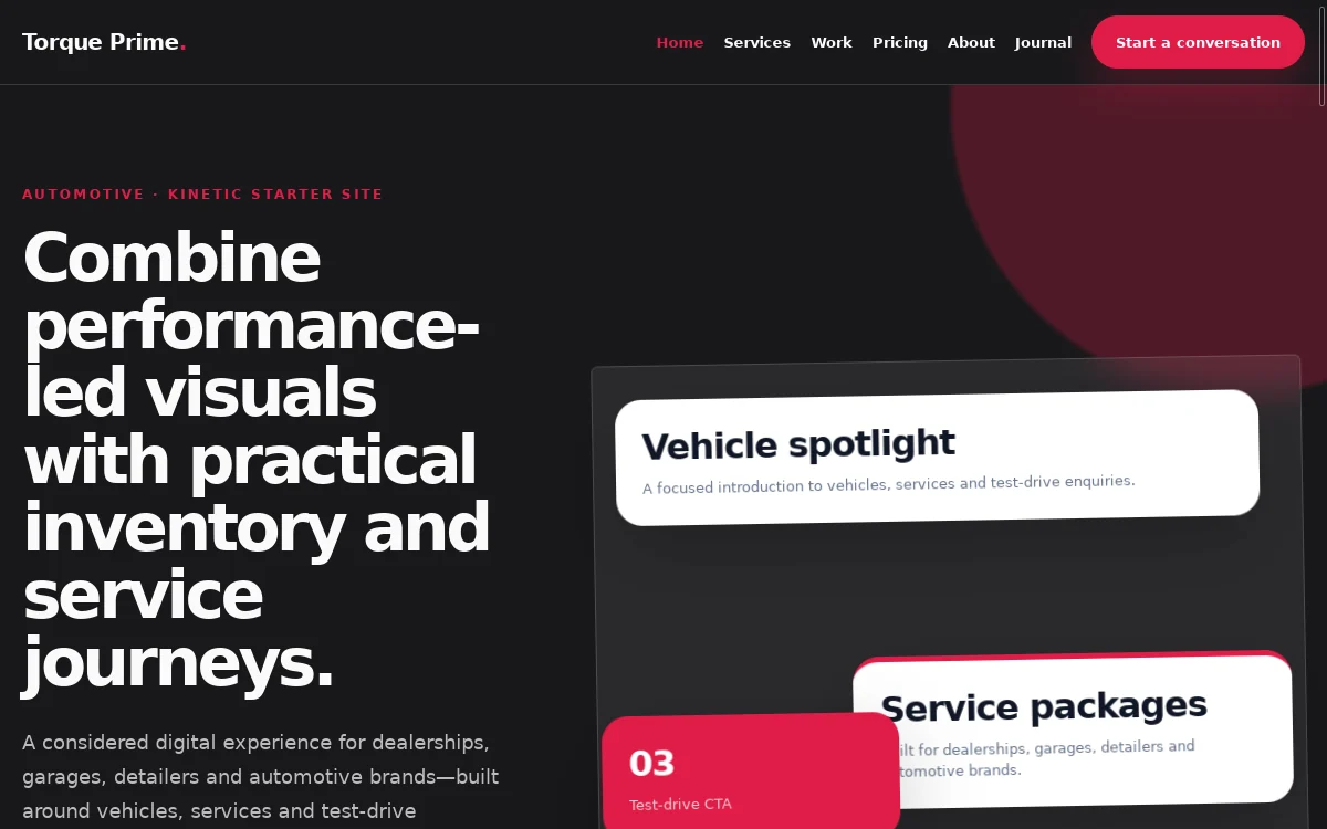 Torque Prime — Kinetic Starter Site professional website preview