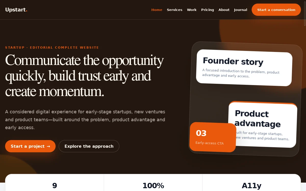 Upstart — Editorial Complete Website website screenshot