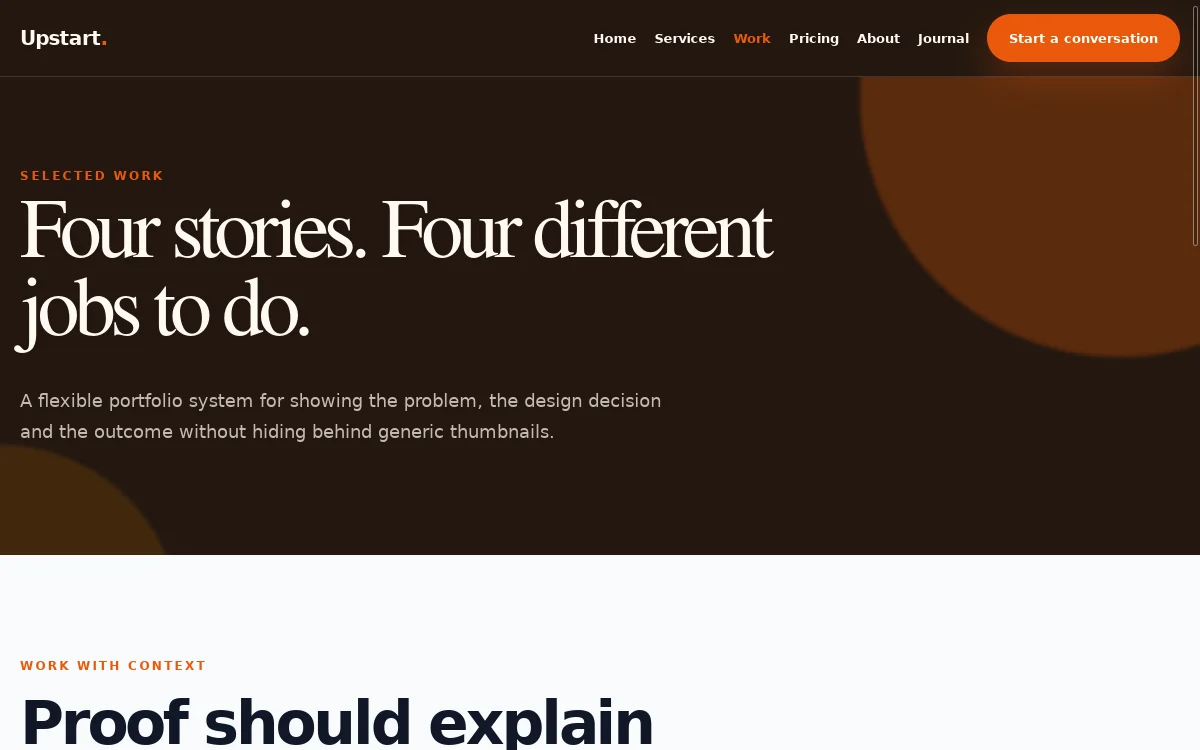 Upstart — Editorial Complete Website screenshot 2