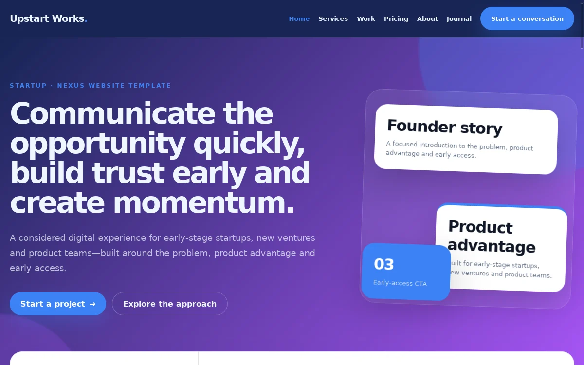 Upstart Works — Nexus Website Template professional website preview