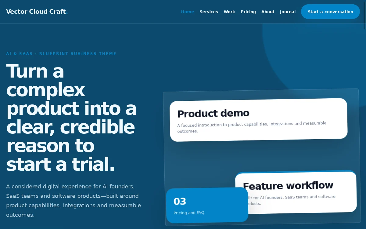 Vector Cloud Craft — Blueprint Business Theme actual design preview