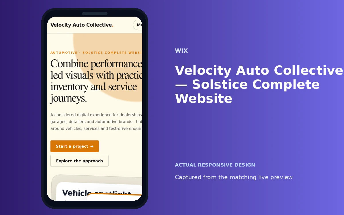 Velocity Auto Collective — Solstice Complete Website screenshot 4