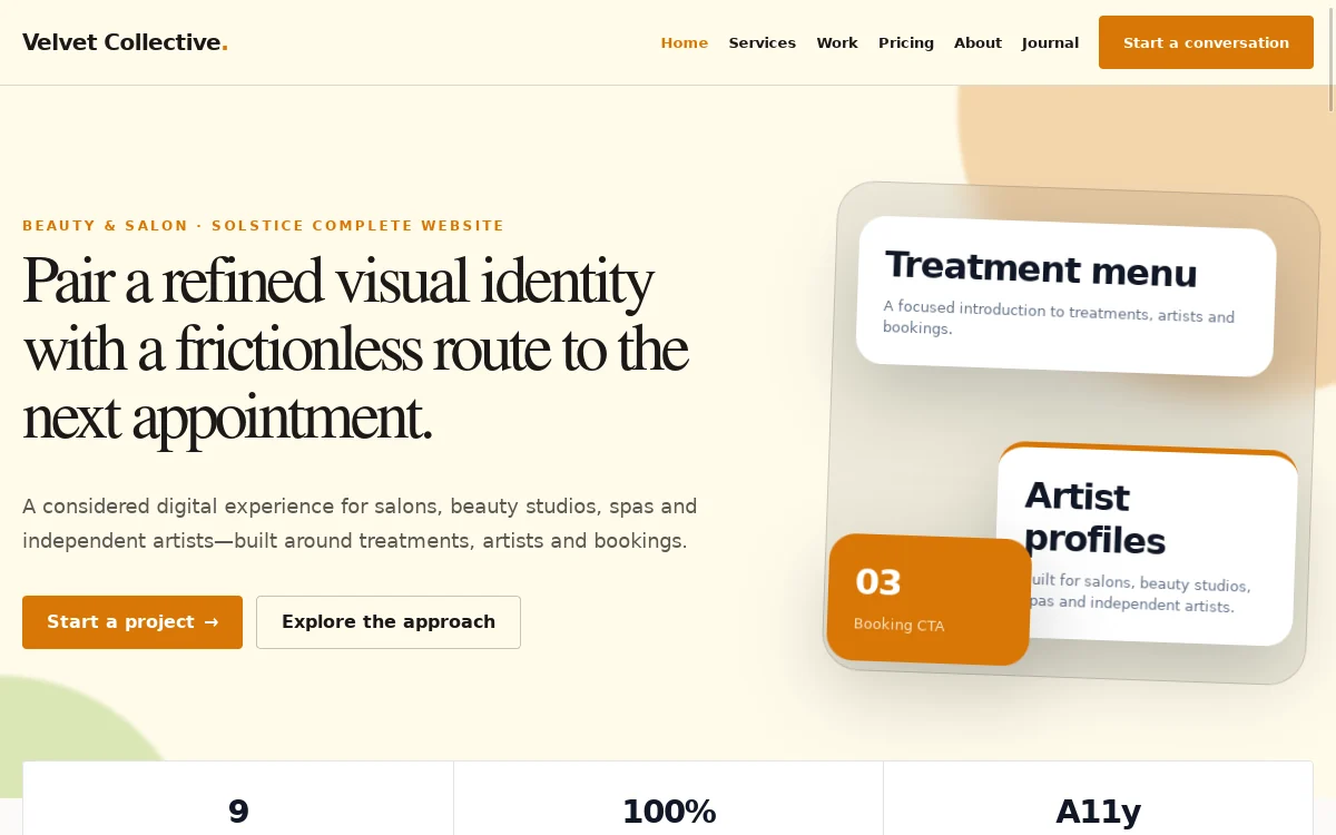 Velvet Collective — Solstice Complete Website professional website preview