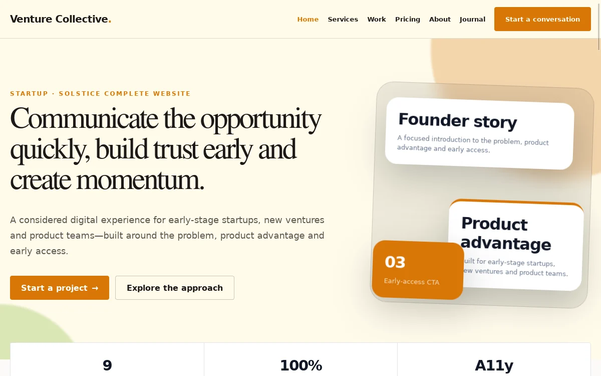 Venture Collective — Solstice Complete Website professional website preview