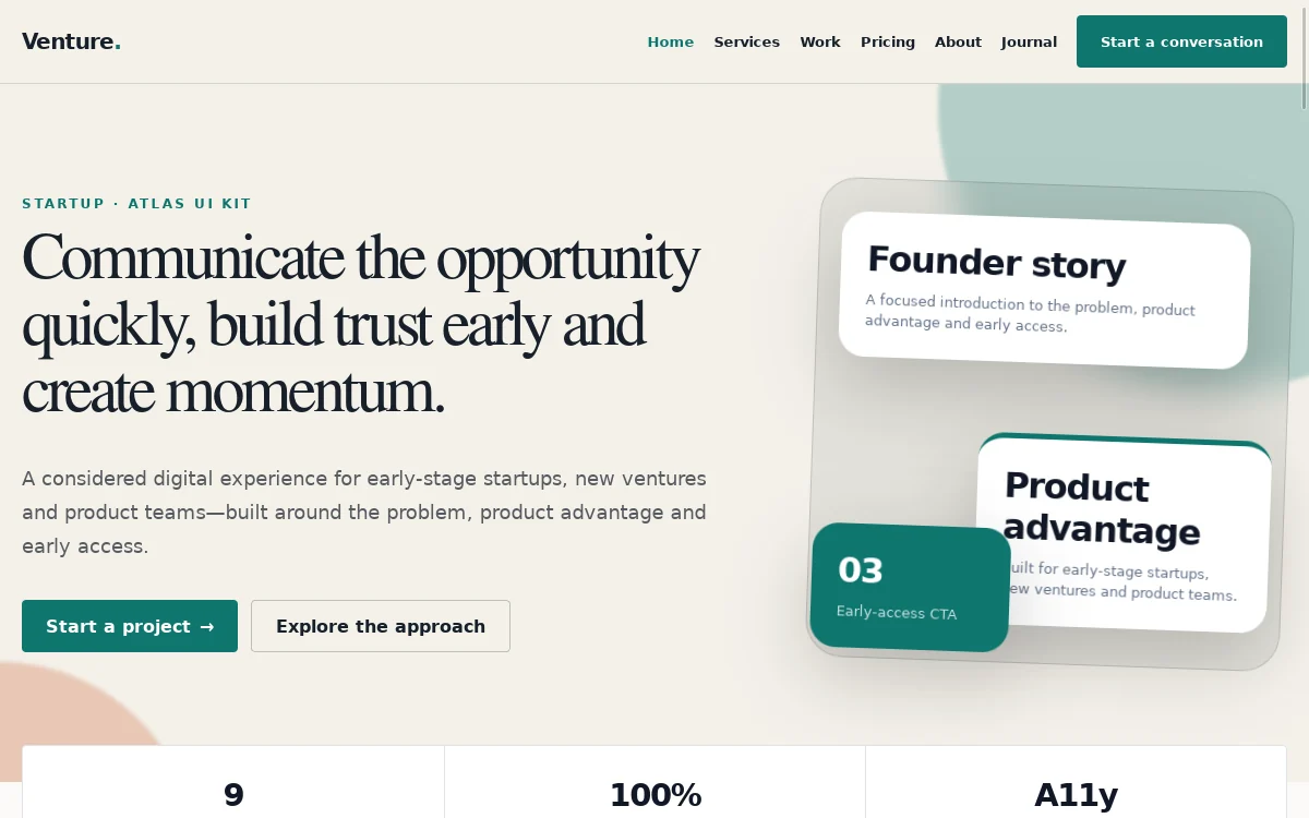 Venture — Atlas UI Kit professional website preview