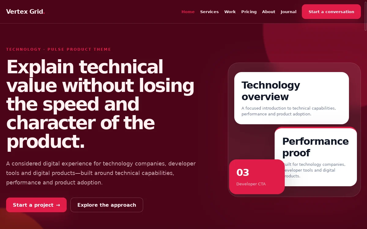 Vertex Grid — Pulse Product Theme website screenshot