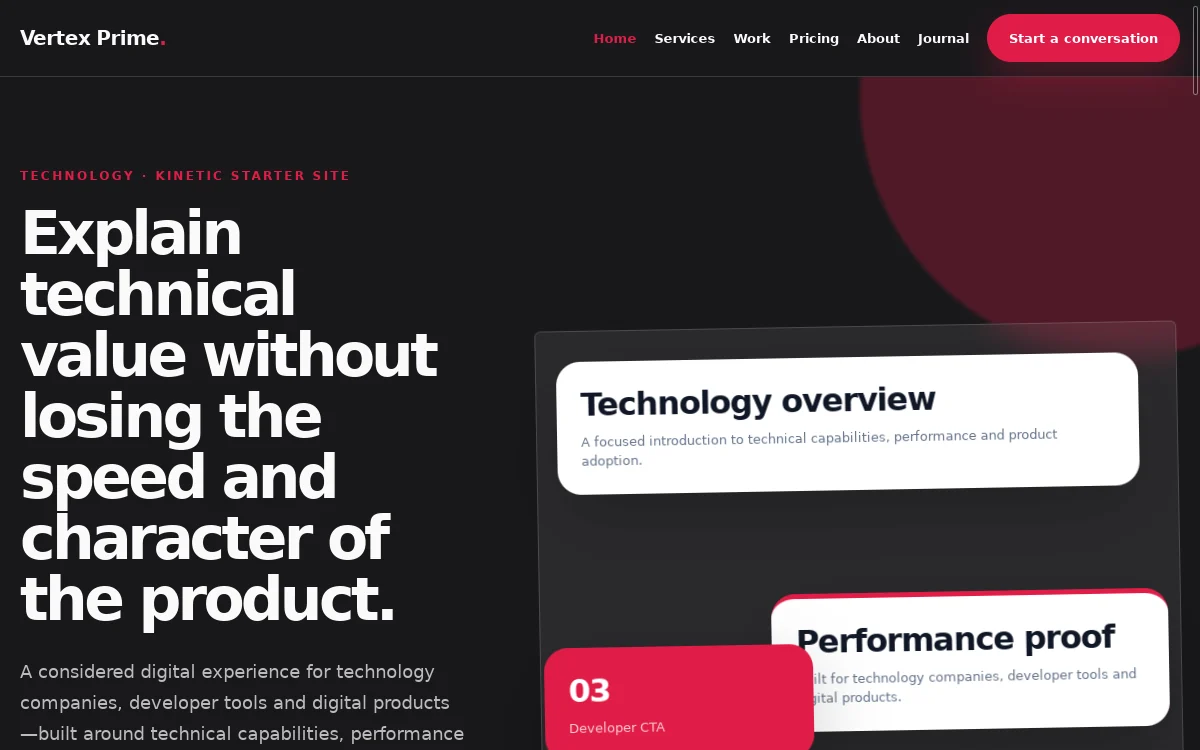 Vertex Prime — Kinetic Starter Site professional website preview