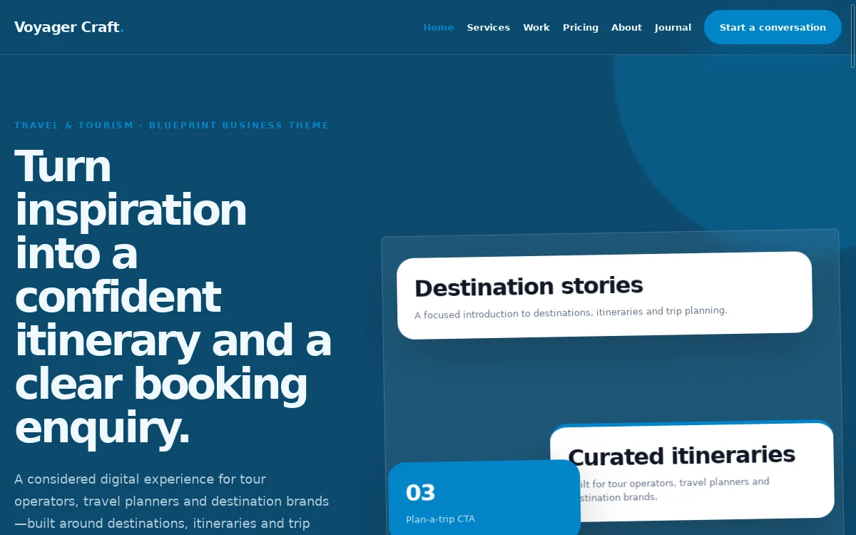 Voyager Craft — Blueprint Business Theme professional website preview