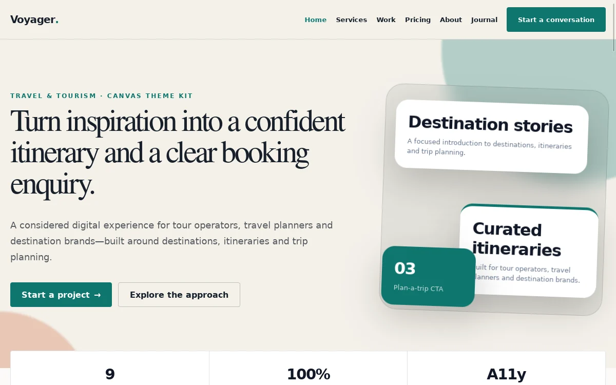 Voyager — Canvas Theme Kit professional website preview