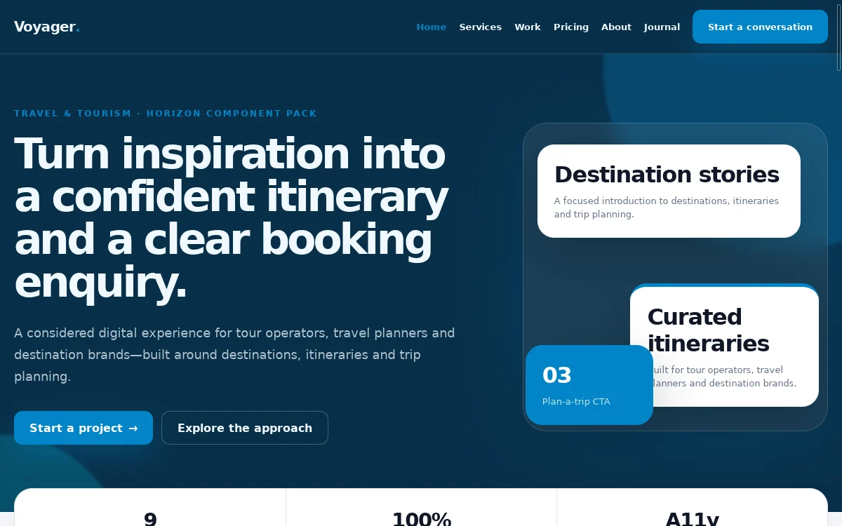 Voyager — Horizon Component Pack professional website preview