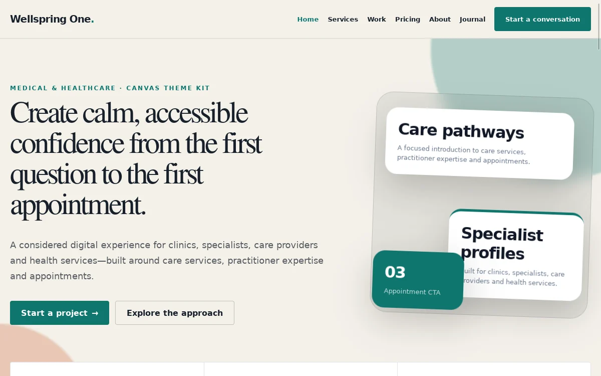 Wellspring One — Canvas Theme Kit actual design preview